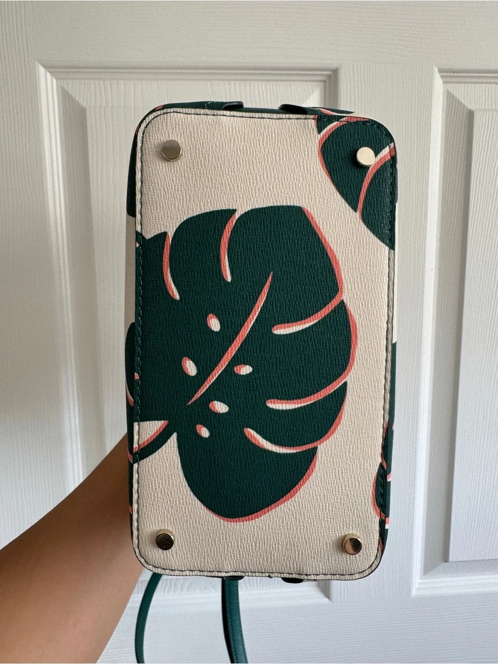 kate spade Cream Crossbody with Dark Green Tropical Leaf Print
